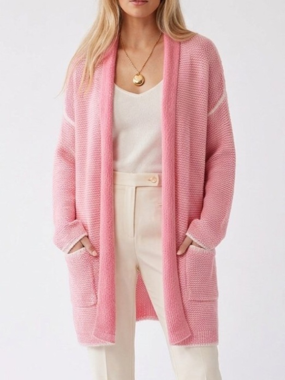 NWT Princess Goes Hollywood Alpaca Merino Wool Knit Duster Pink Ombre Cardigan S